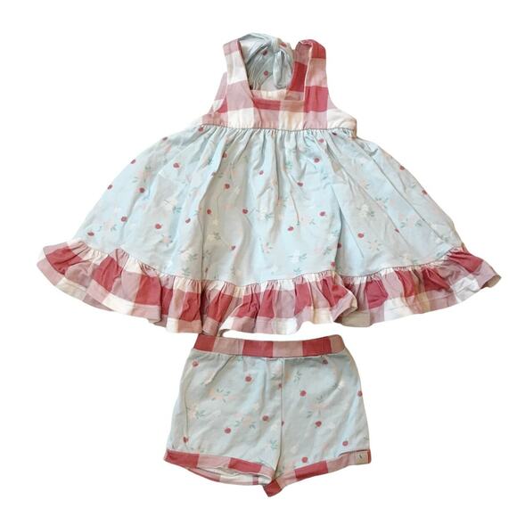 Omi Jo Well Dressed Wolf Apple Blossom Aunt Heart Tunic & Shorts 12M - Picture 1 of 5